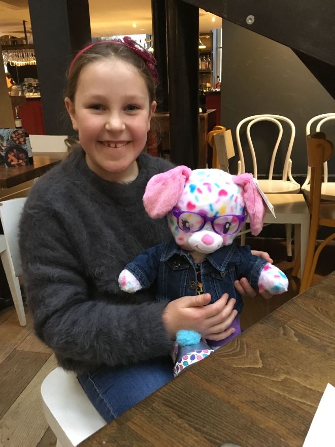 Big Sister with her new Build-a-Bear