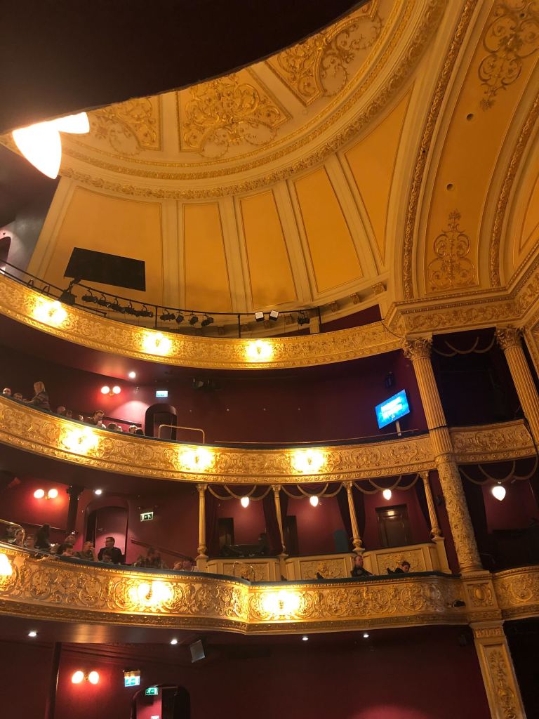 The ceiling and different levels of the Theatre Royal in Glasgow.
